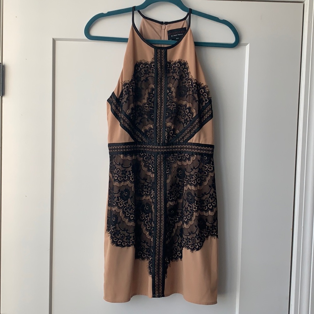 Dress Forum Mini Lace Overlay Halter Dress